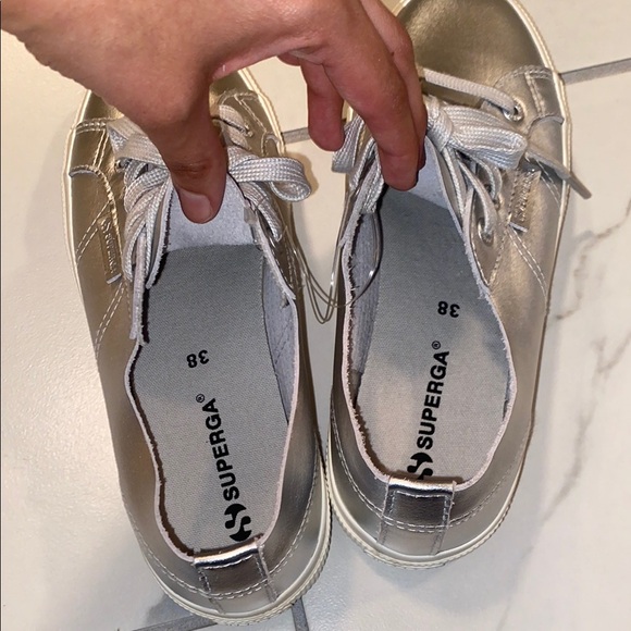 Superga 2750 Metallic Nappa Sneakers - Grey Silver Avorio - Picture 5 of 5